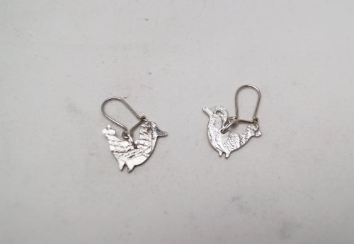 Wingless Bird earrings (hammered silver birds)